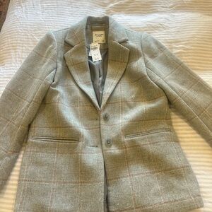 Abercrombie & Fitch Light Gray Checkered Blazer